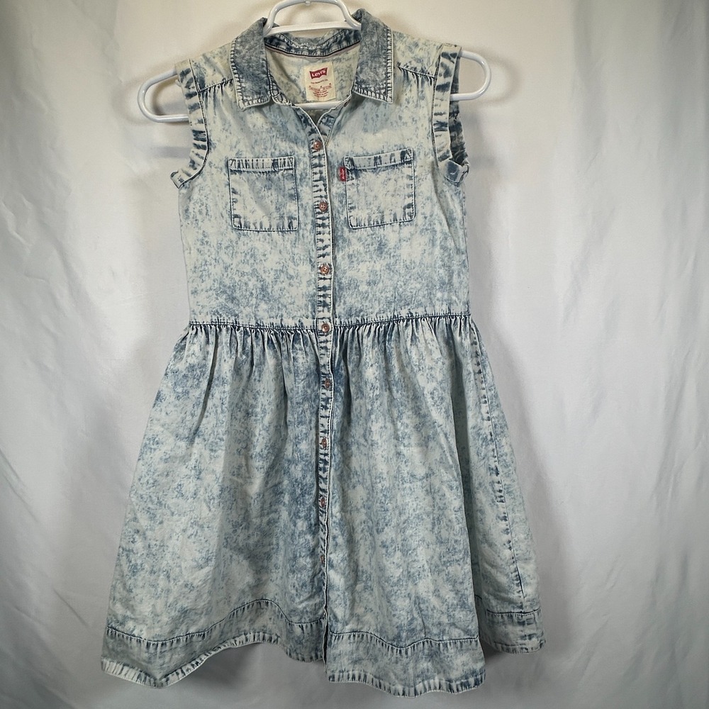 Levi's Button Front Denim Dress Acid Wash 90s Y2K Vintage Country Girls M 10/12
